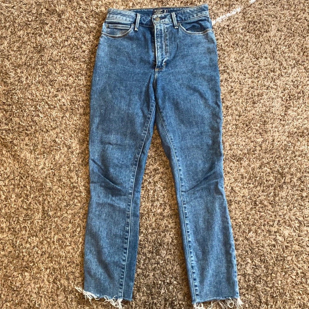 A&F denim high rise no distressing raw hem